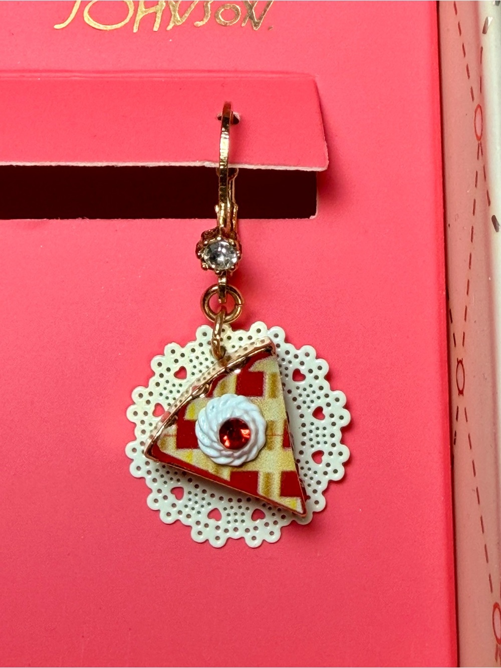 Betsey Johnson White Mixer & Pink Cake Slice Dangle Earrings - Picture 2 of 5